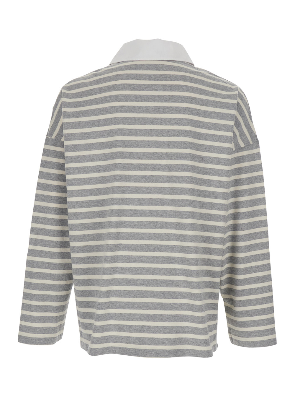 Jordanluca Striped Contrast Collar Polo Shirt In Gray