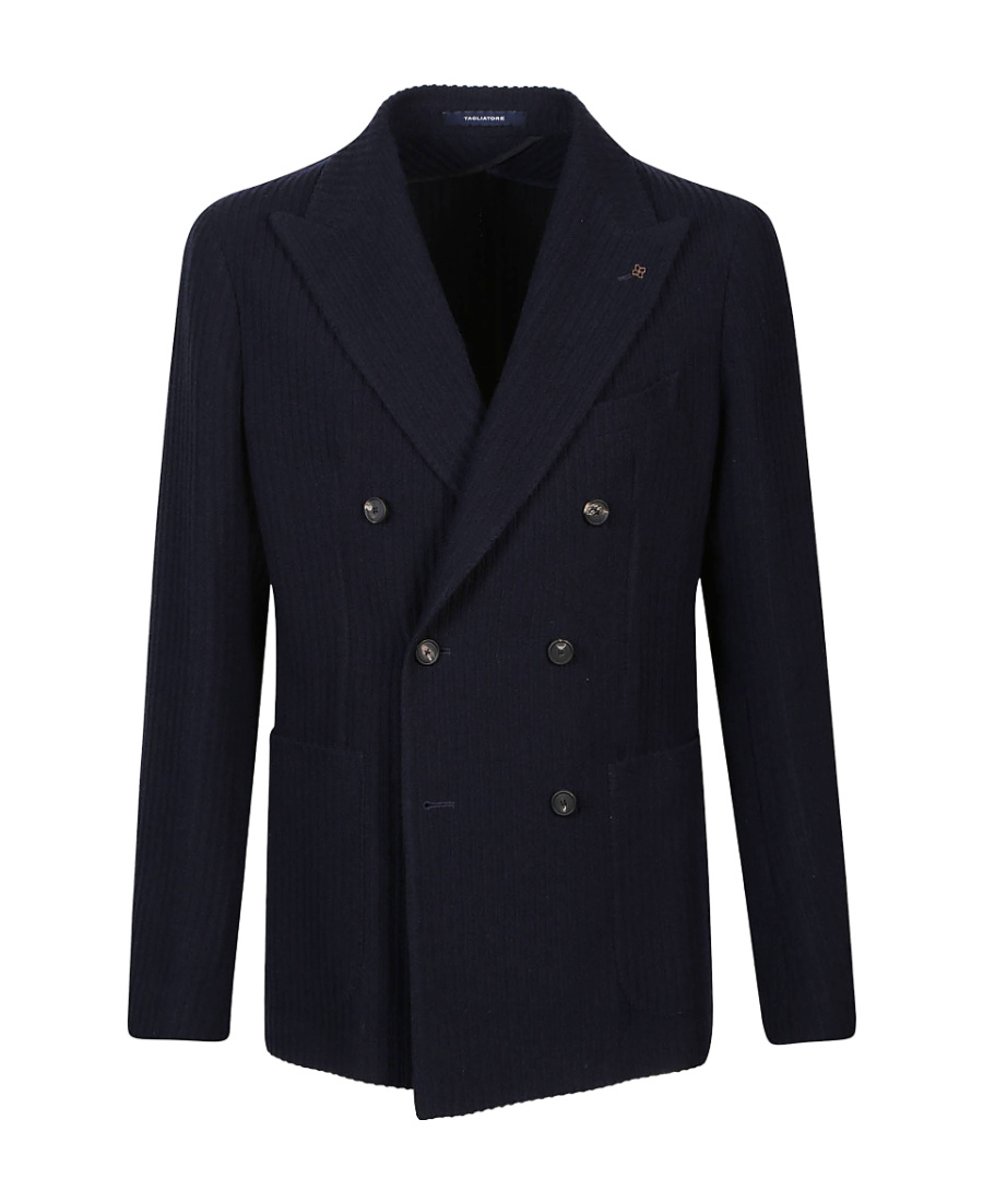 Tagliatore Blazer Doppiopetto In Lino Fiammato In Black