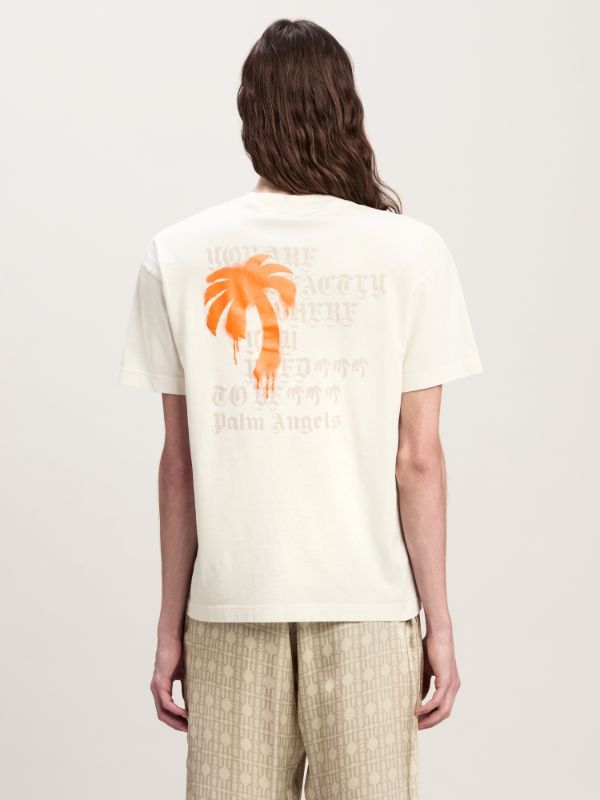 Palm Angels Monogram Printed Crewneck T-shirt In White