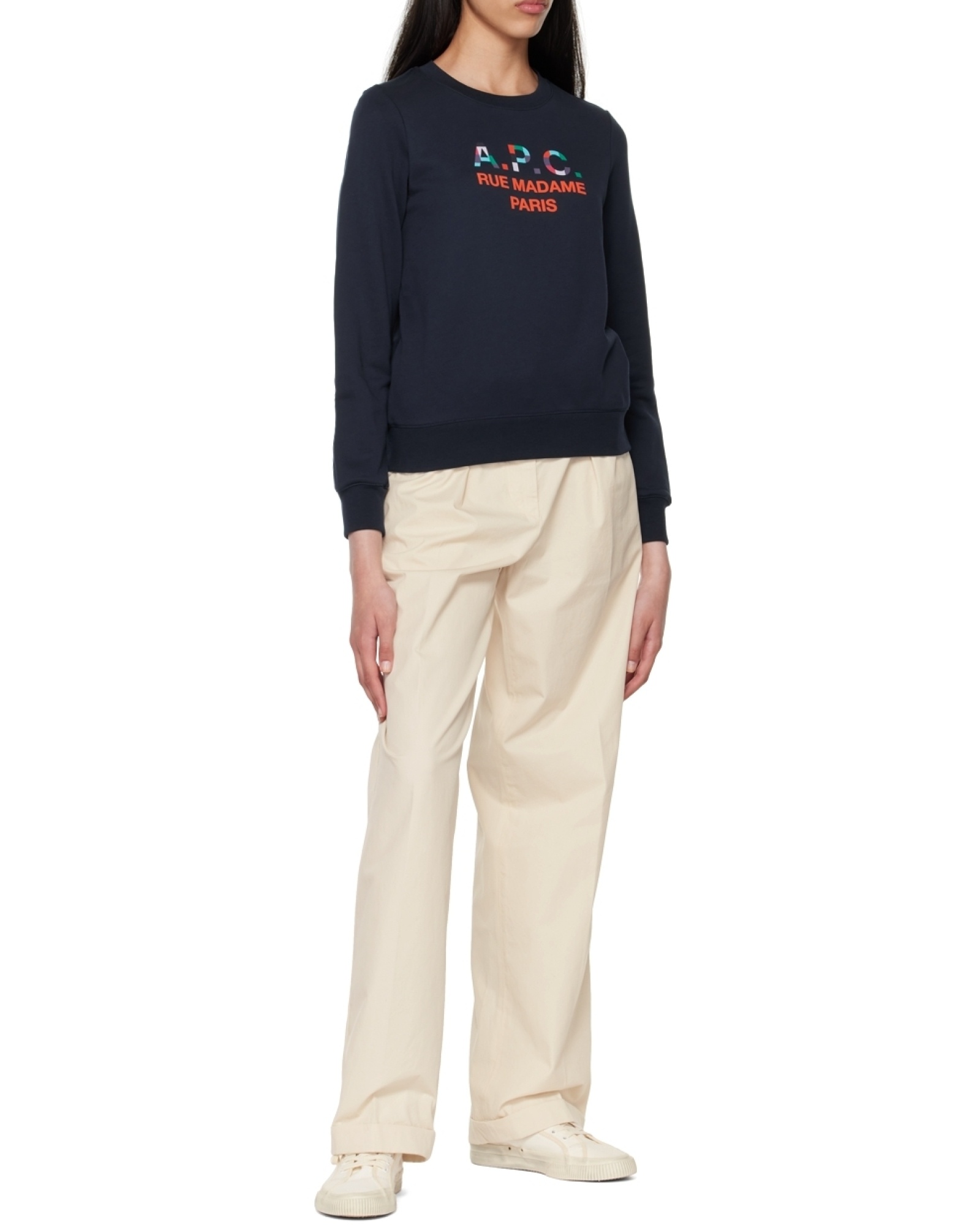 Shop Apc Logo-print Crew Neck Jumper In Black