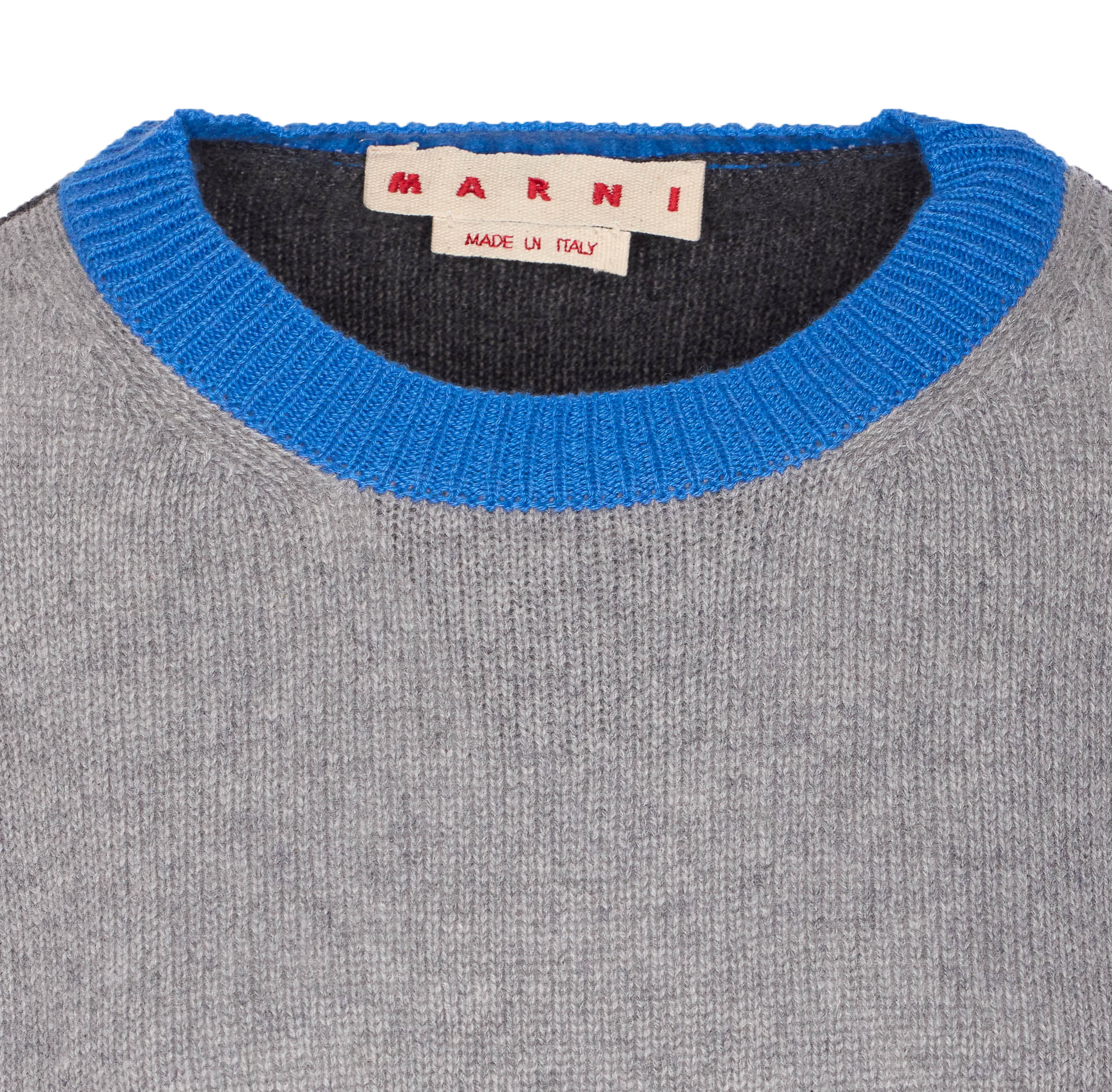 Marni Cropped Color-block Sweater With Round Neckline In Gray