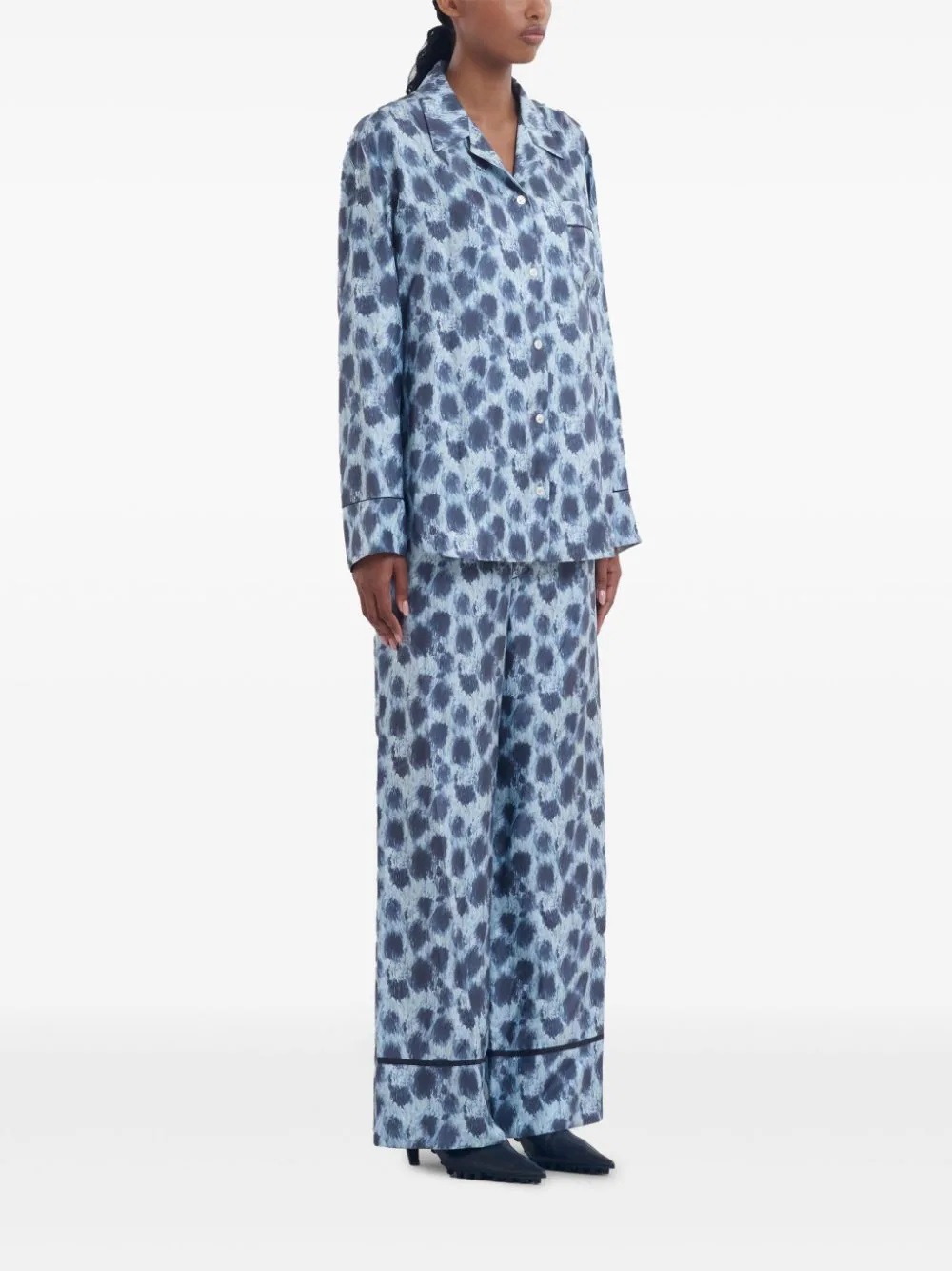 Marni Silk Wide-leg Trousers In Blue