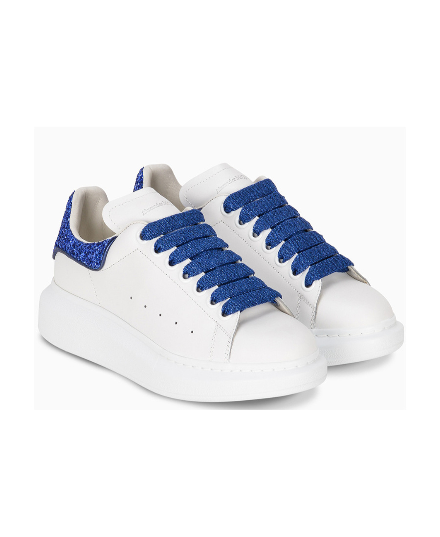 Alexander Mcqueen Sequined Blue Tail Casual Sneakers In White