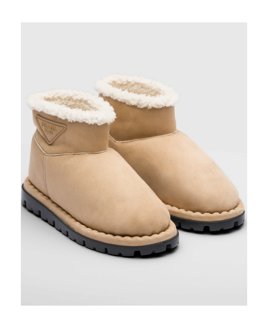 Prada Beige Suede Ankle Boots In Brown