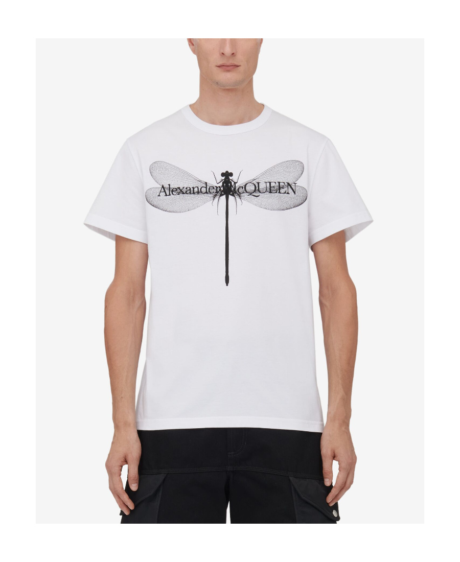 Alexander Mcqueen Dragonfly-print Cotton T-shirt In White