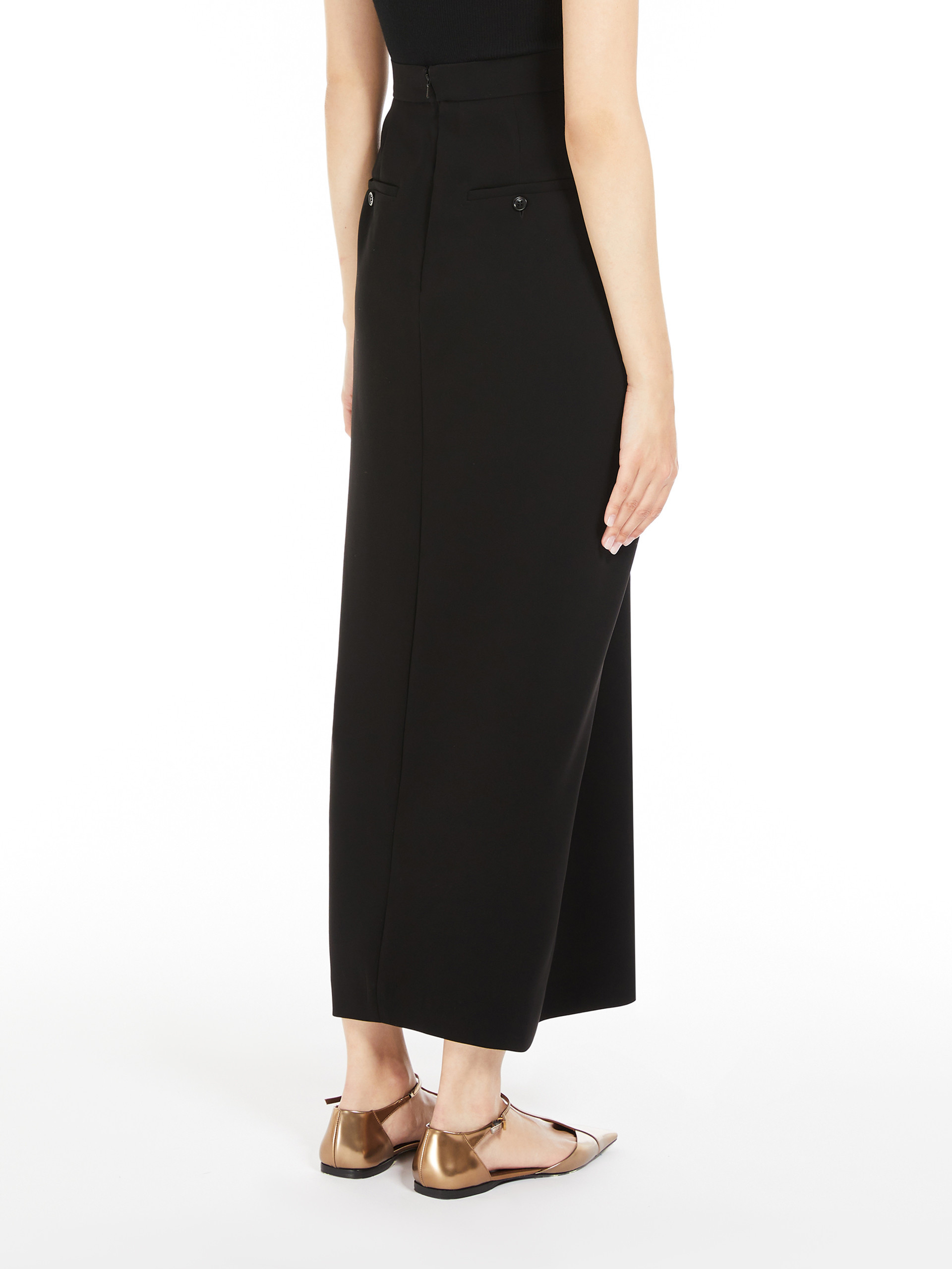 Max Mara Womens Ridente Draped High-waist Crepe Maxi Skirt Black In Black