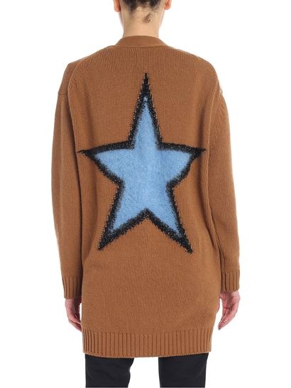 N°21 Star Patch Knitted Cardigan In Brown