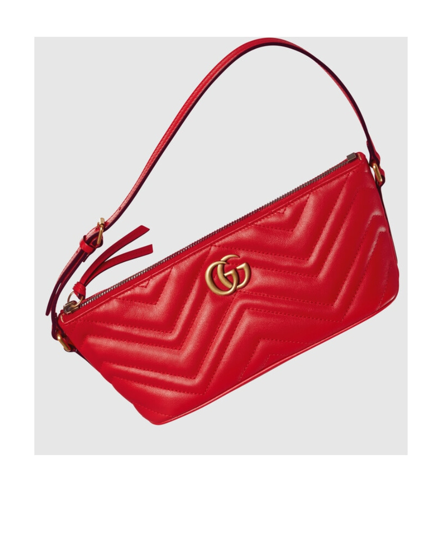 Gucci Small Gg Marmont Quilted Leather Shoulder Bag In Red