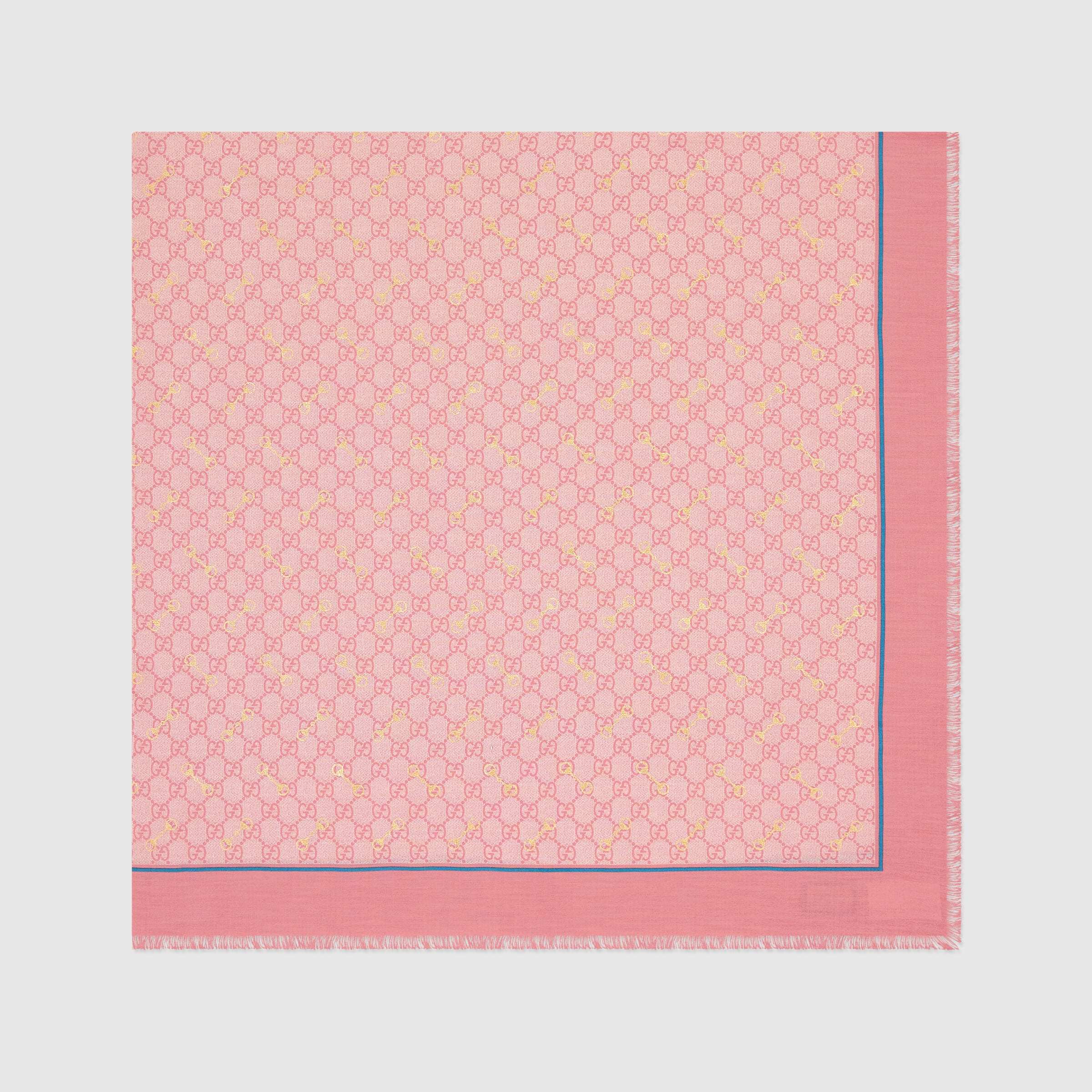 Gucci Horsebit-print Silk Shawl In Pink