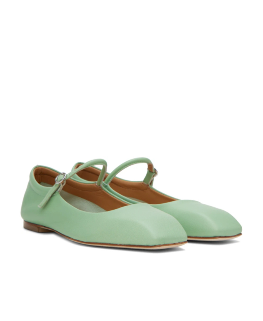Aeyde Uma Flat Shoes With Square Head In Green