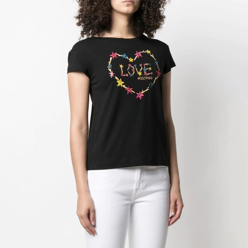 Moschino T-shirt With Round Neck And Short Sleeves In Black
