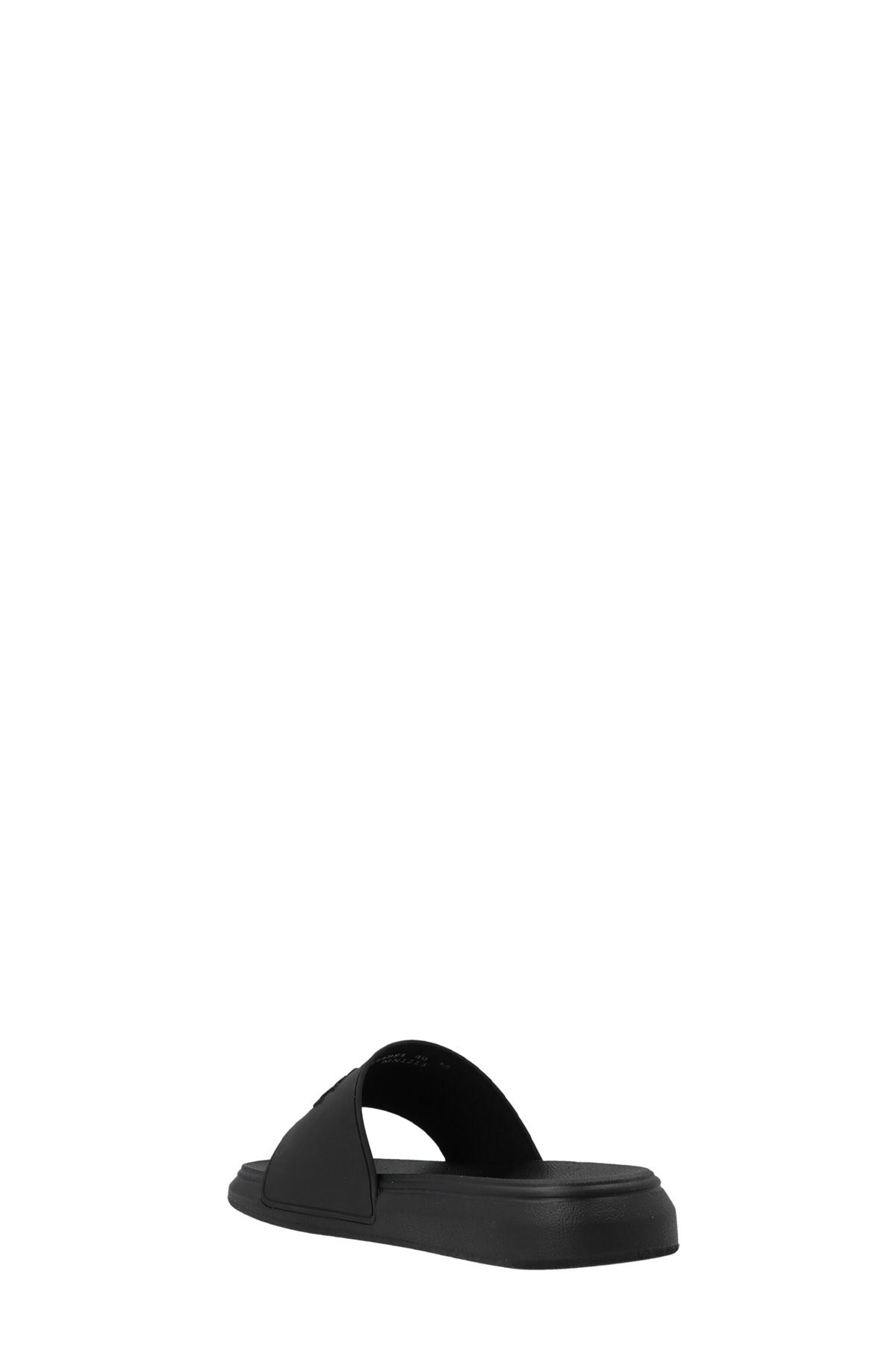 Alexander Mcqueen Logo-patch Open-toe Slides In Black