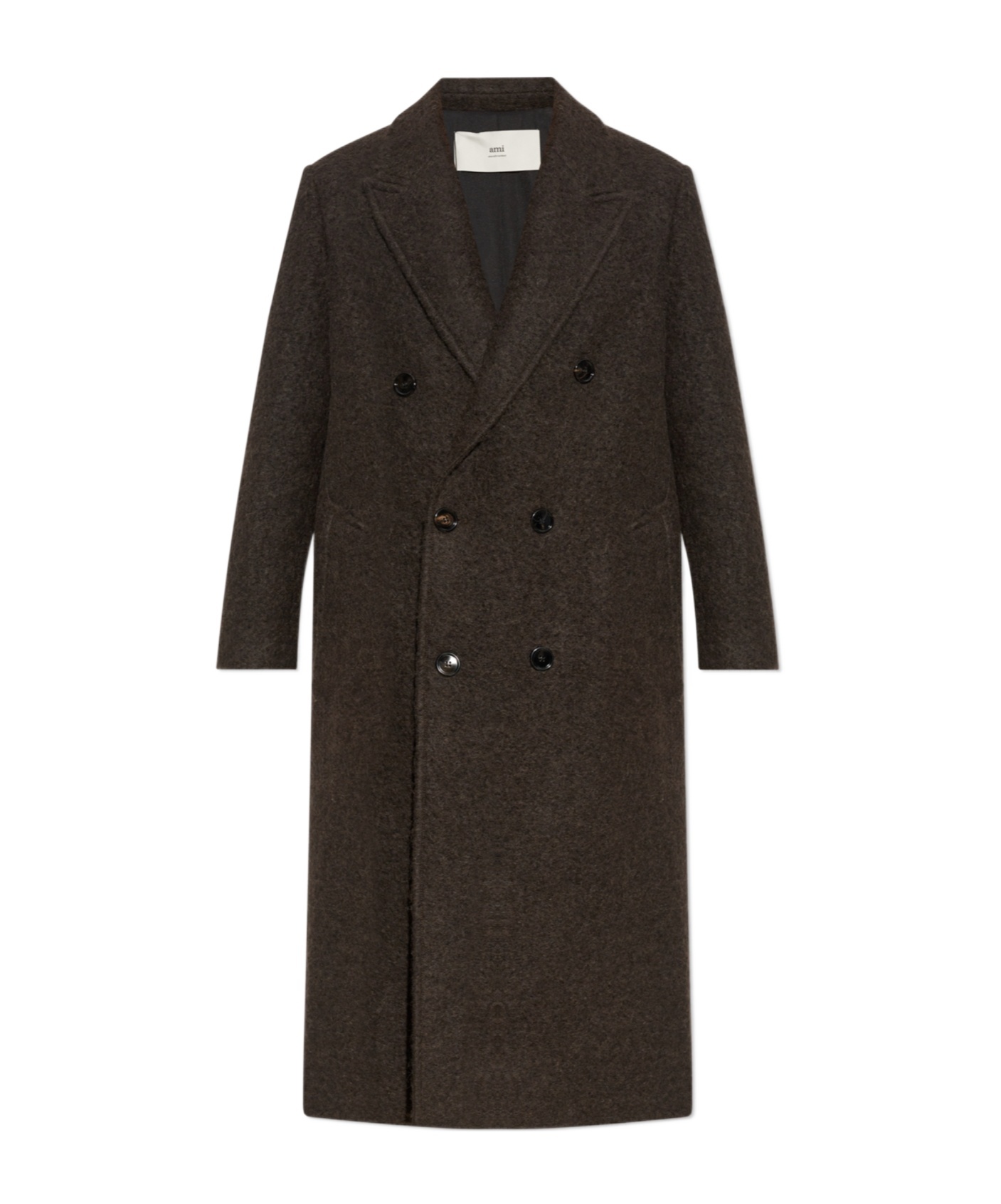 Ami Alexandre Mattiussi Ami Paris Double Breasted Long Sleeved Coat In Black