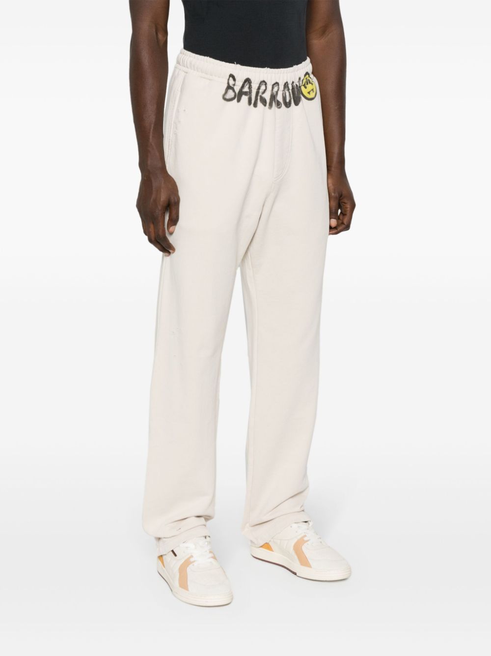 Barrow Logo-print Cotton Track Pants In Brown