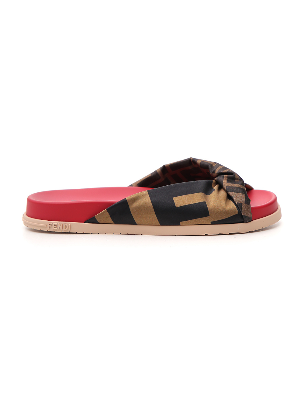 Fendi Silk Cross Slippers In Black