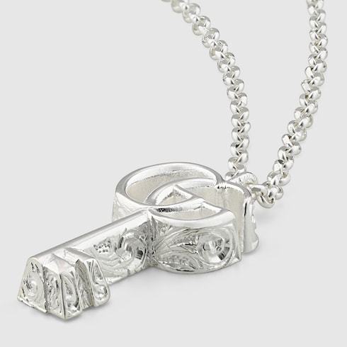 Gucci Gg Marmont Key Charm Necklace In Metallic