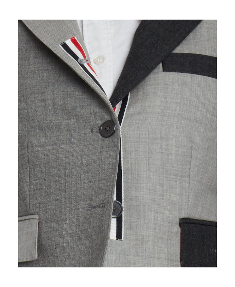 Thom Browne Grey Fun-mix Wool 2 Ply Fresco High Armhole Jacket In Gray