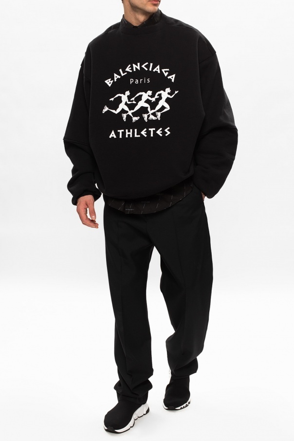 Shop Balenciaga Sneakers Speed Graffiti In Maglia Riciclata Da Uomo In Nero In Black