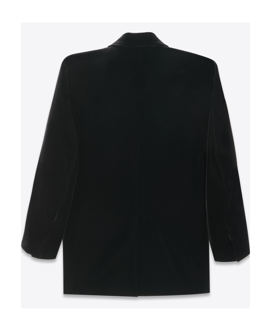 Saint Laurent Shoulder-pads Single-breasted Velvet Blazer In Black