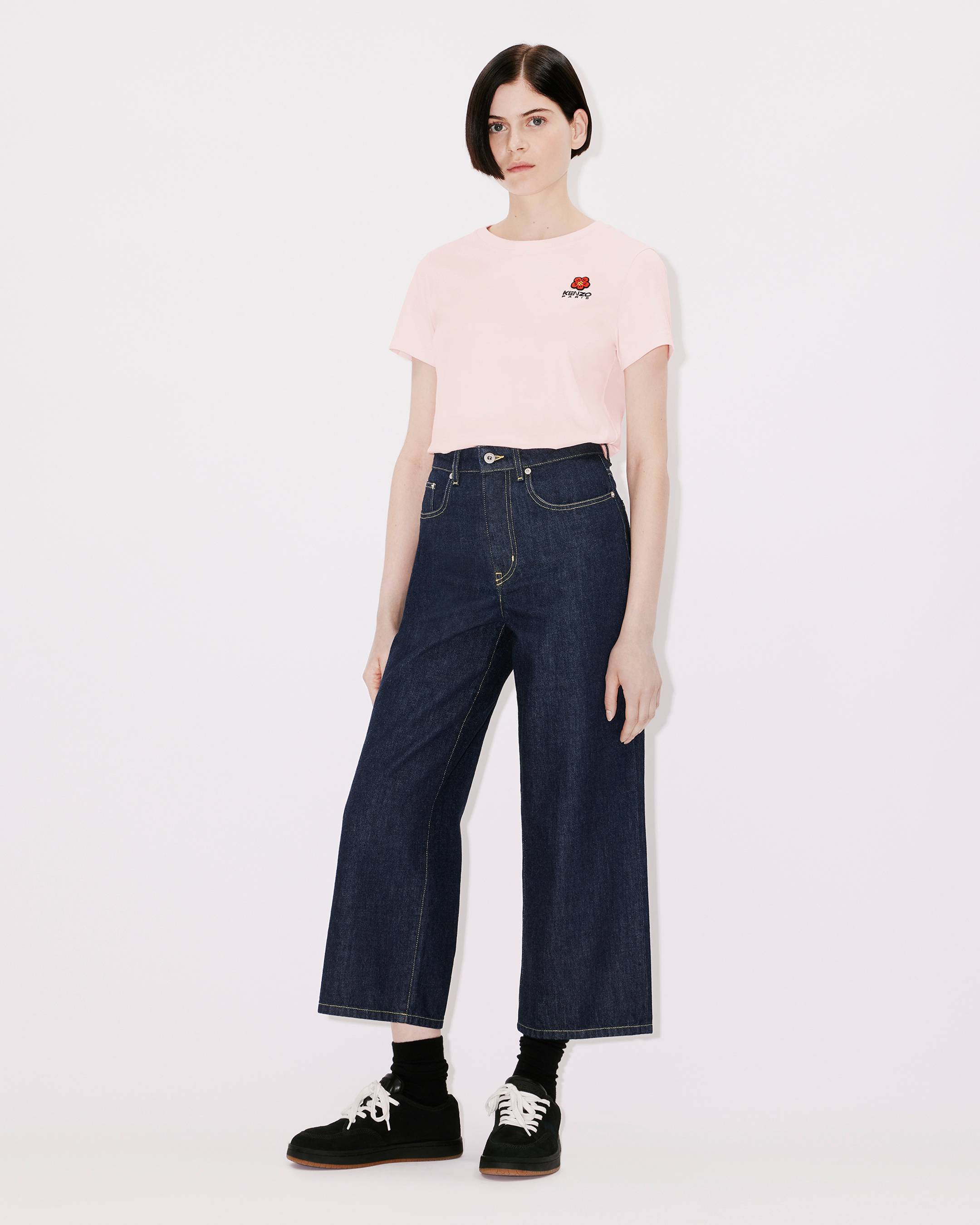 Kenzo Sumire High-rise Cropped Jeans In Black