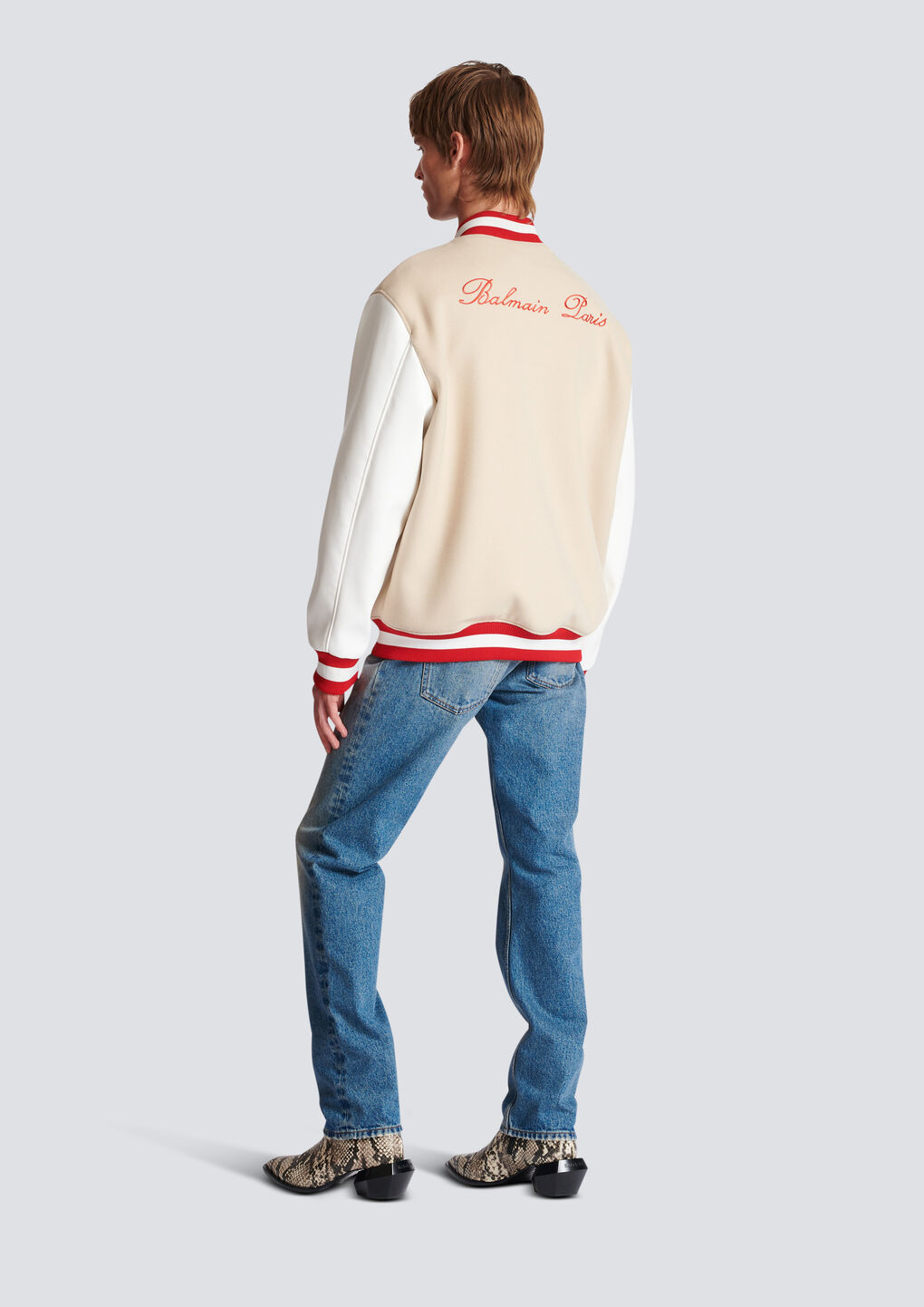 Balmain Bomber Jacket With Logo Embroidery In Nude