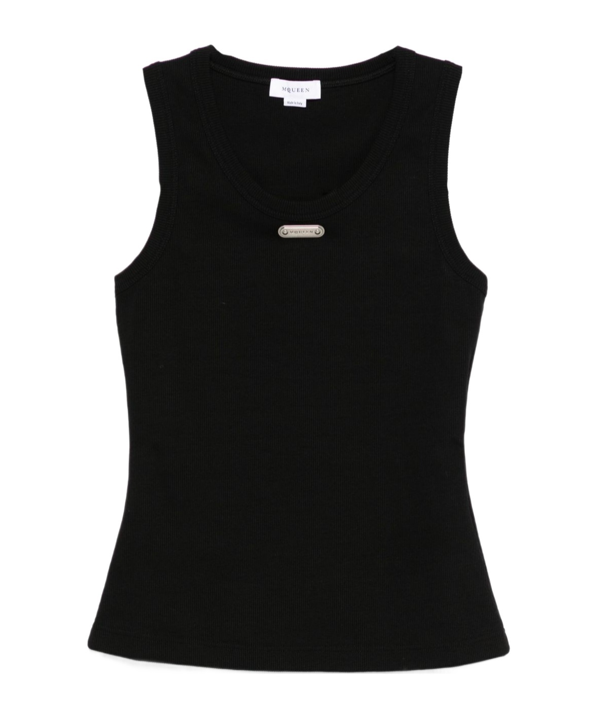 Alexander Mcqueen Ribbed Texture Sleeveless Top In Black