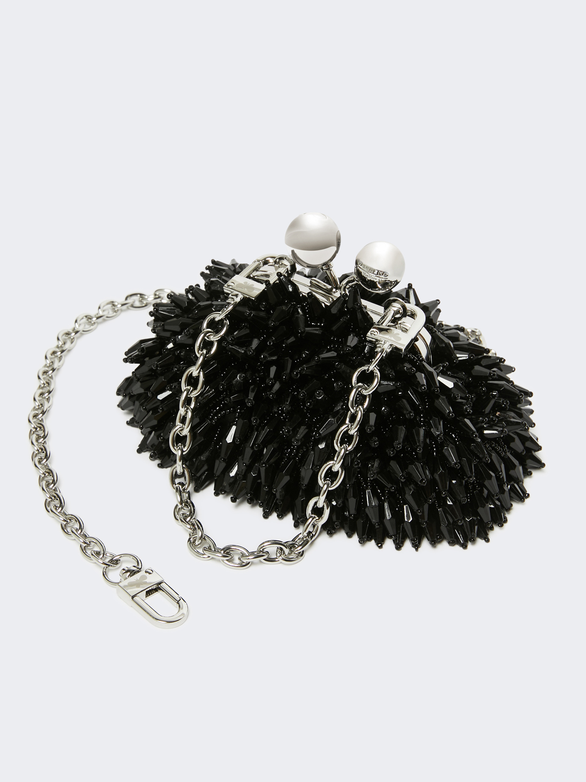 Weekend Max Mara Mini Pasticcino Satin Bag With Rhinestones In Black