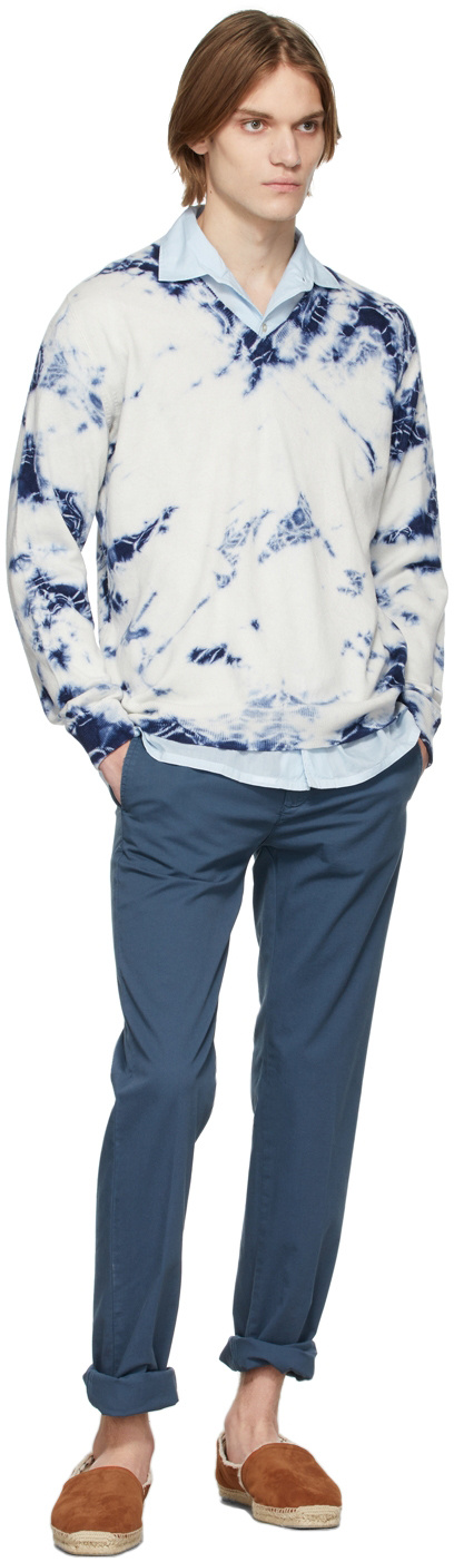 Massimo Alba Kaleidoscope Painted V-neck Cashmere Sweater In White