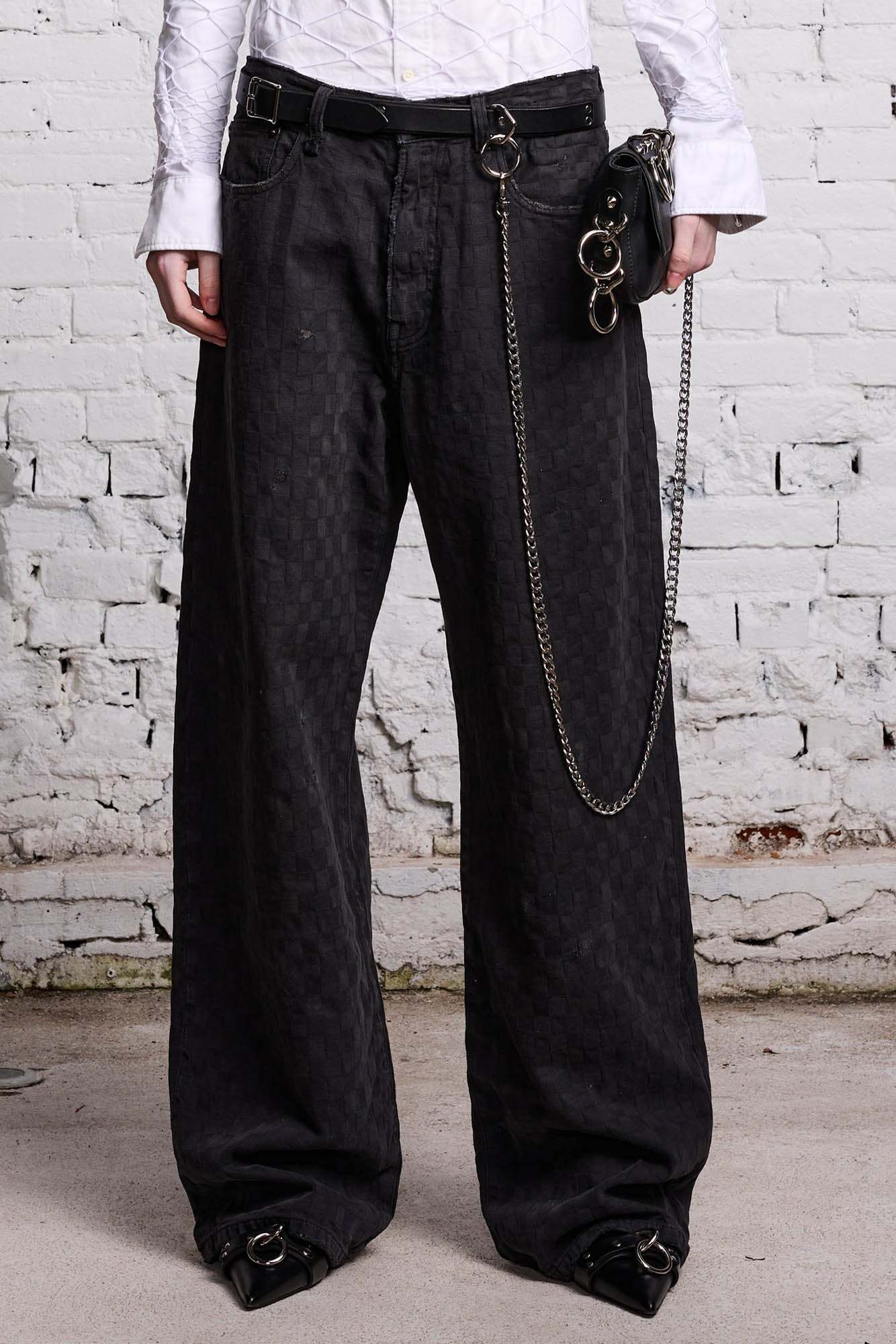 R13 Belt Ring Denim Trousers In Black