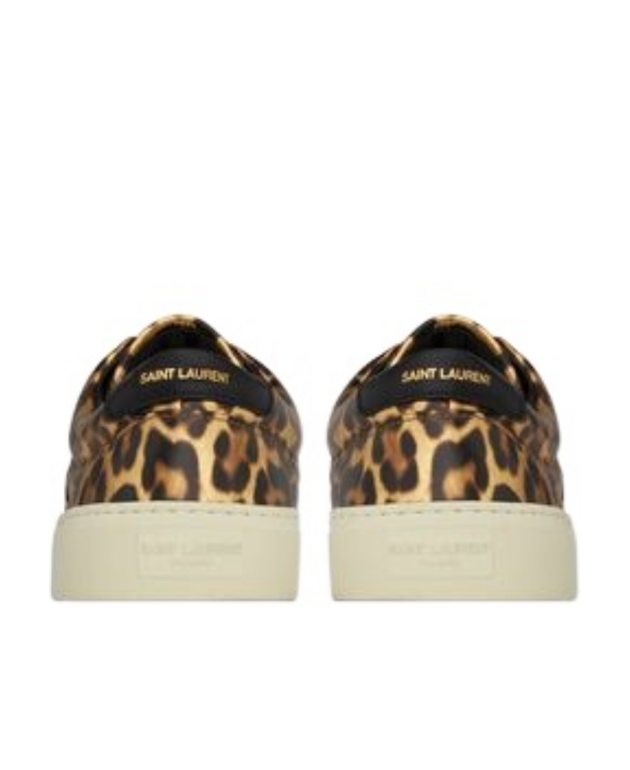 Saint Laurent Venice Leopard-print Low-top Sneakers In Nude