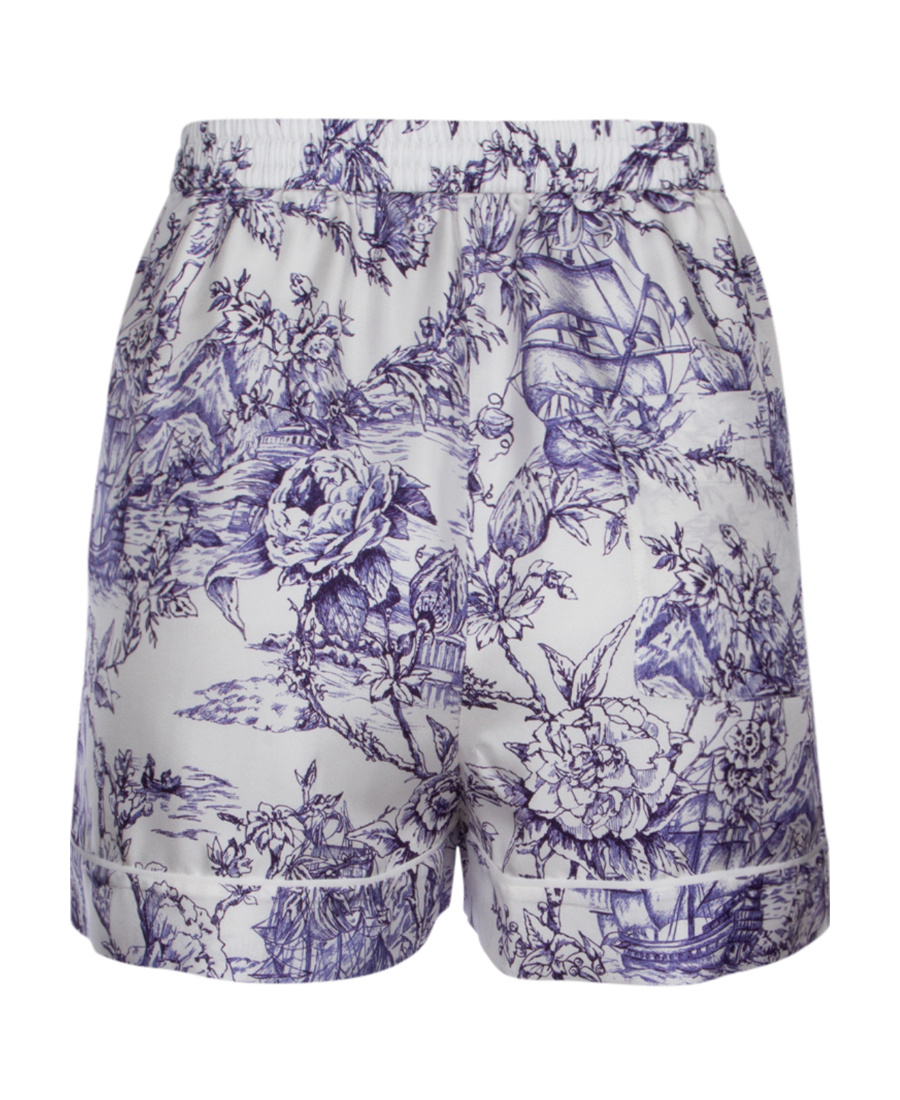 Dior Printed Silk Shorts In Gray