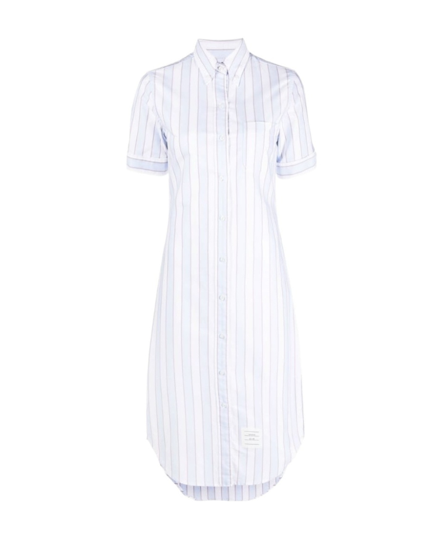 Thom Browne Striped Poplin Shirtdress In White