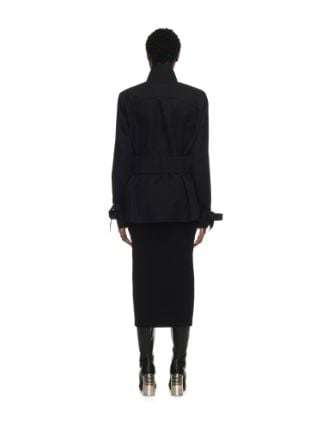 Off-white Belted Cotton-twill Jacket In Black
