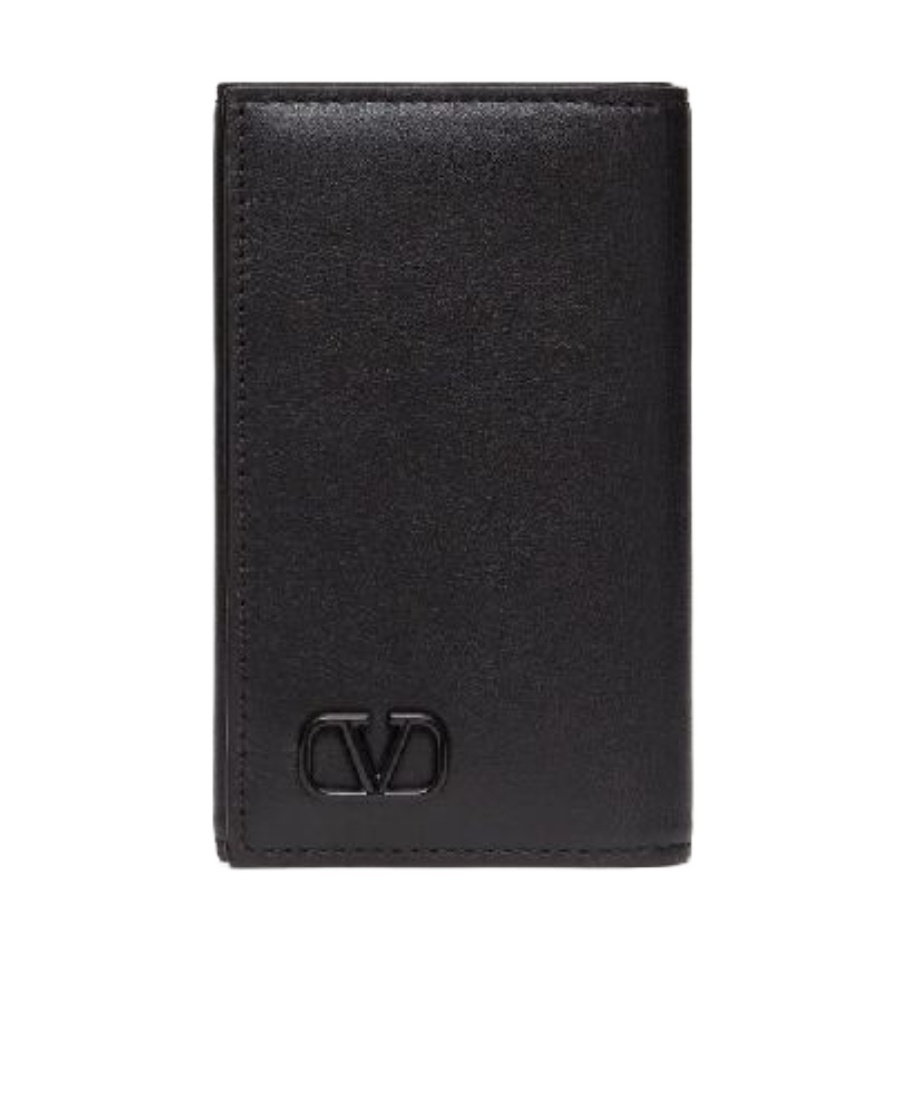 Valentino Vlogo Keyring Pouch In Black