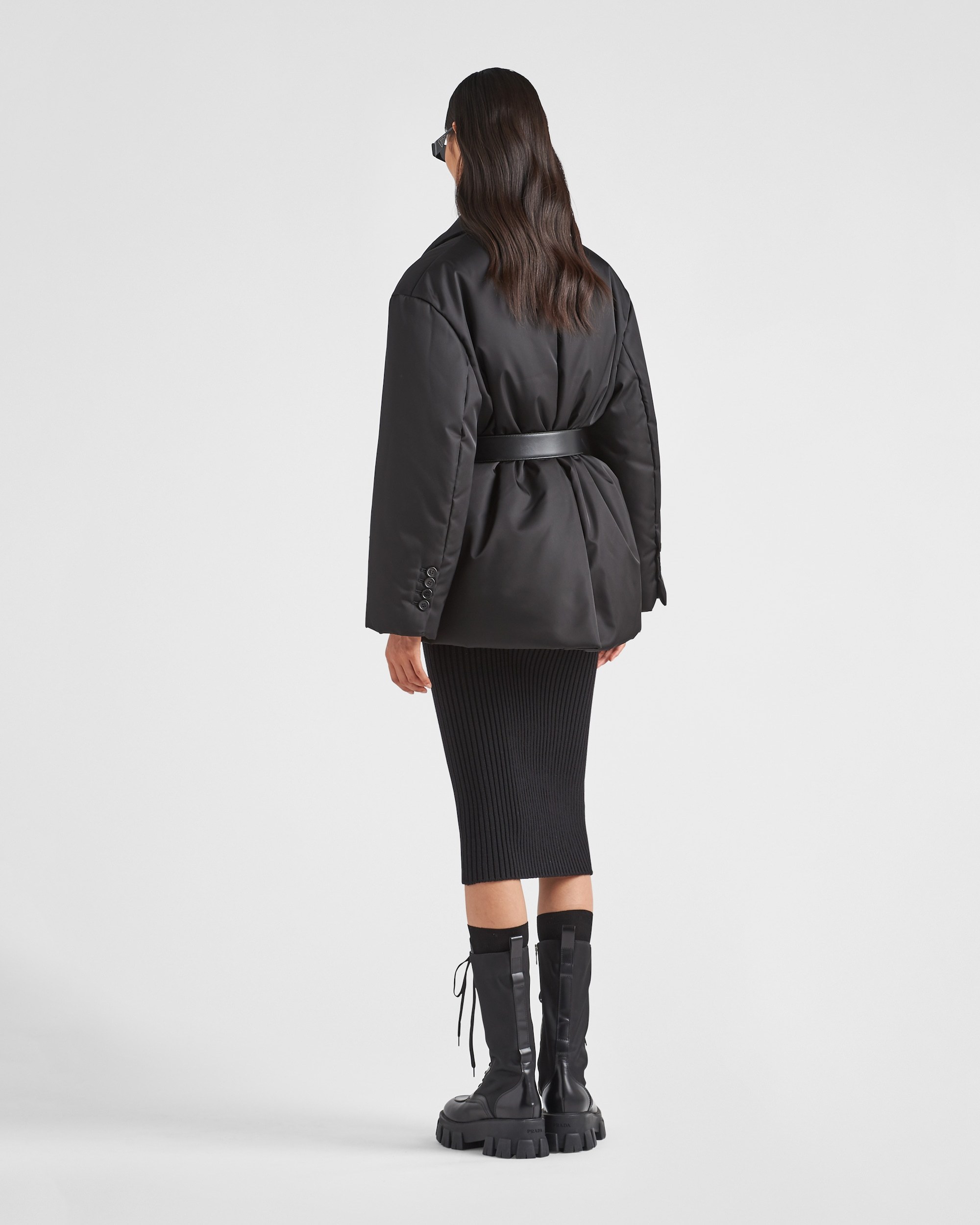 Prada Re-nylon Down Jacket In Black
