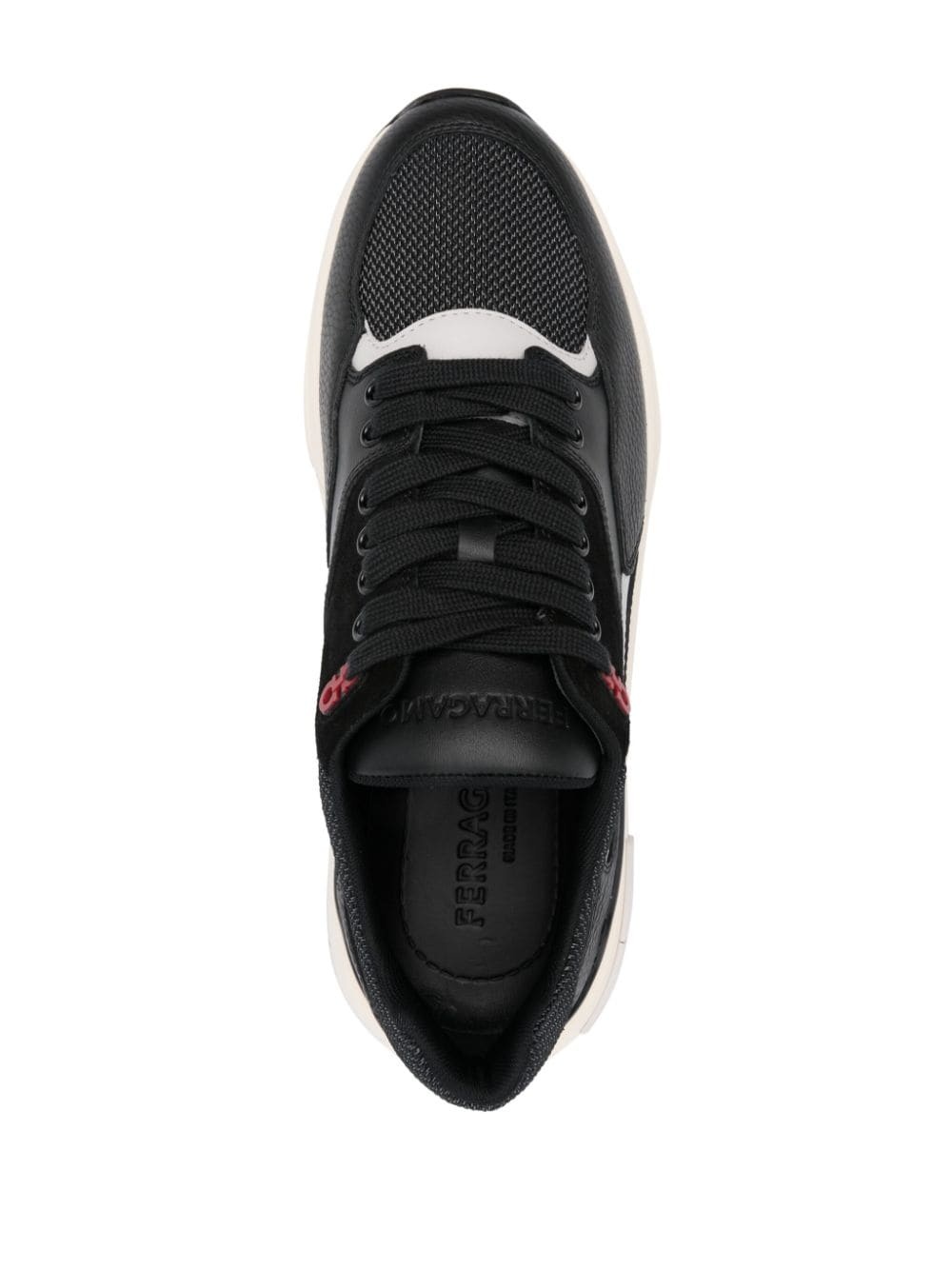 Ferragamo Man Low Cut Sneaker With Gancini Eyelet In Black