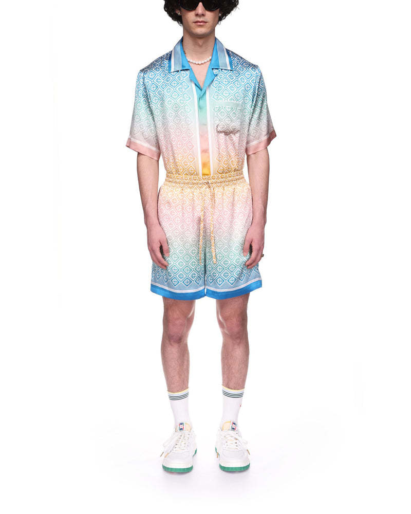 Casablanca Gradient Letter Silk Shorts In Nude