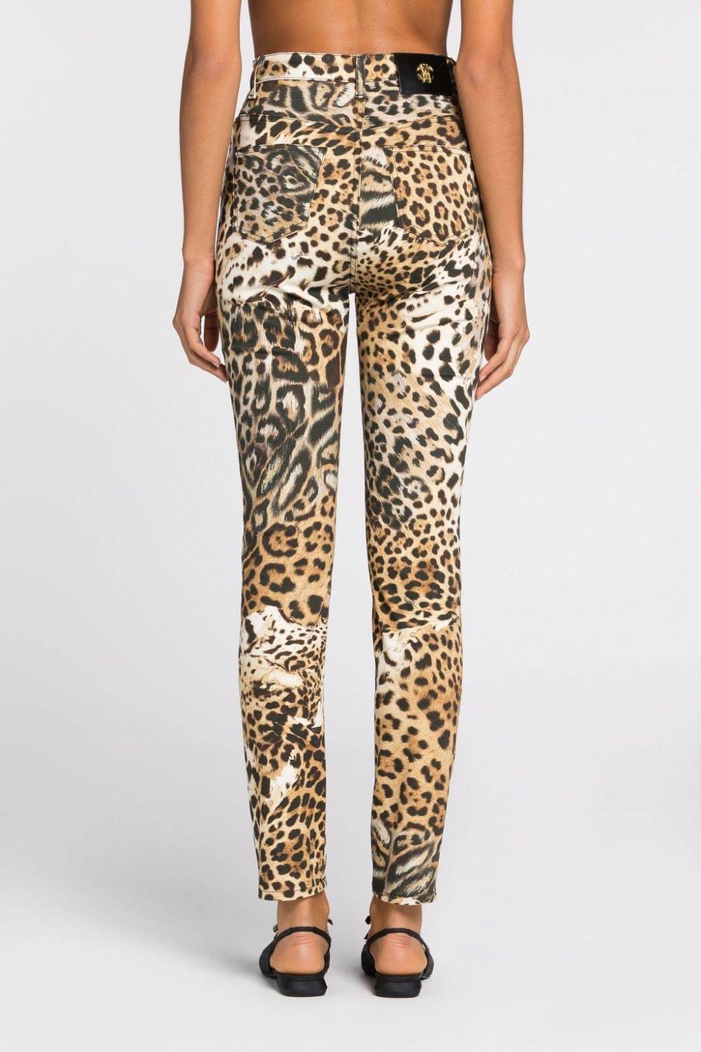 Roberto Cavalli Leopard-print Tapered-leg Trousers In Nude