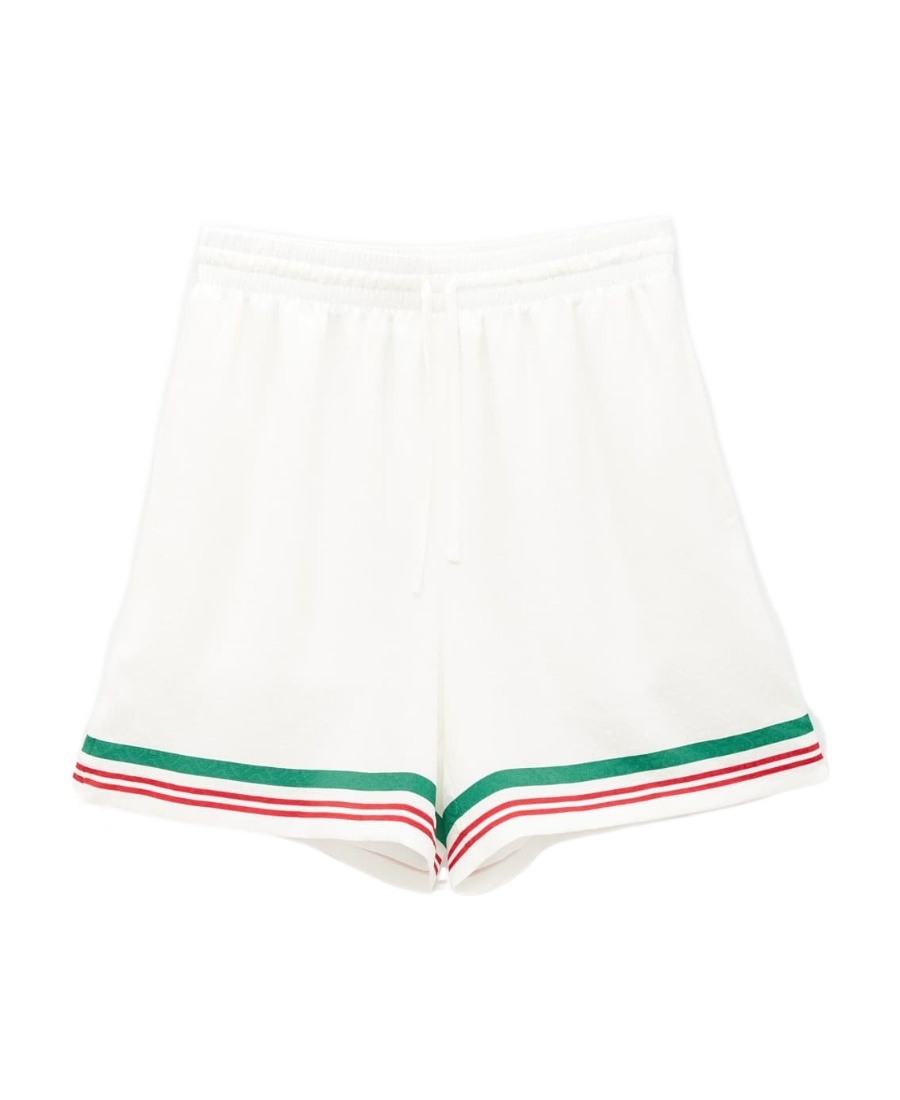 Casablanca Mens Casa Way Graphic-print Drawstring Silk Shorts In White