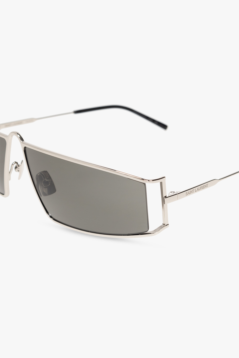 Saint Laurent Metallic Square-framed Sunglasses In Gray