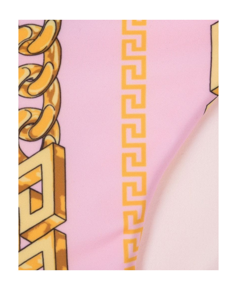 Versace Chain Pinstripe Bikini Bottoms In Pink