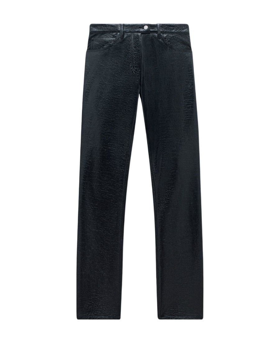 Shop Courrèges Vinyl Slim-cut Trousers In Black