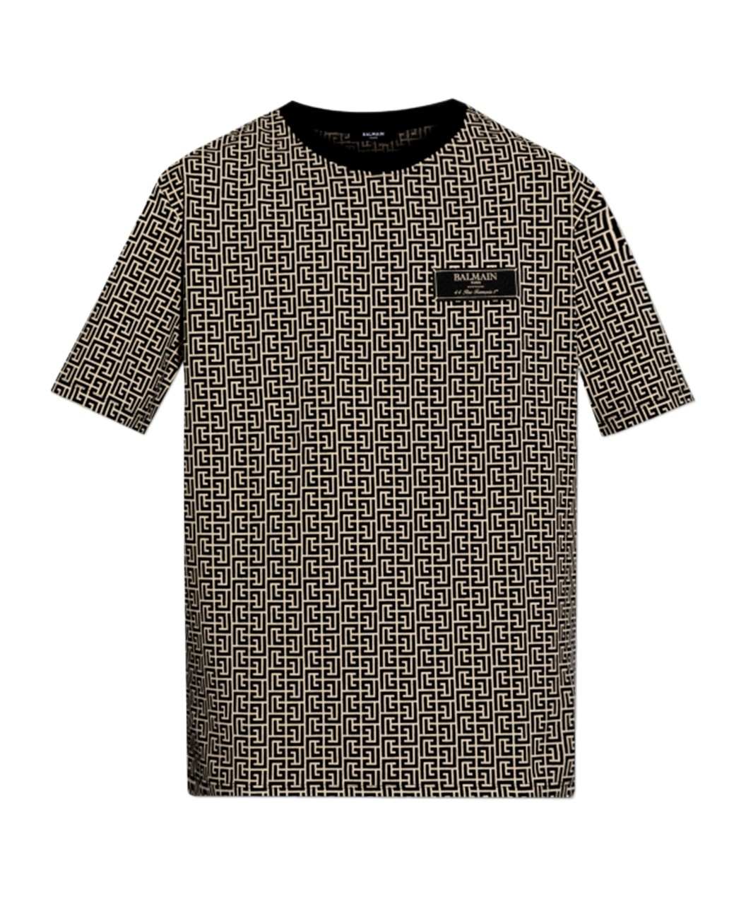 Balmain Men Jacquard T-shirt With Pb Labyrinth Monogram In Black