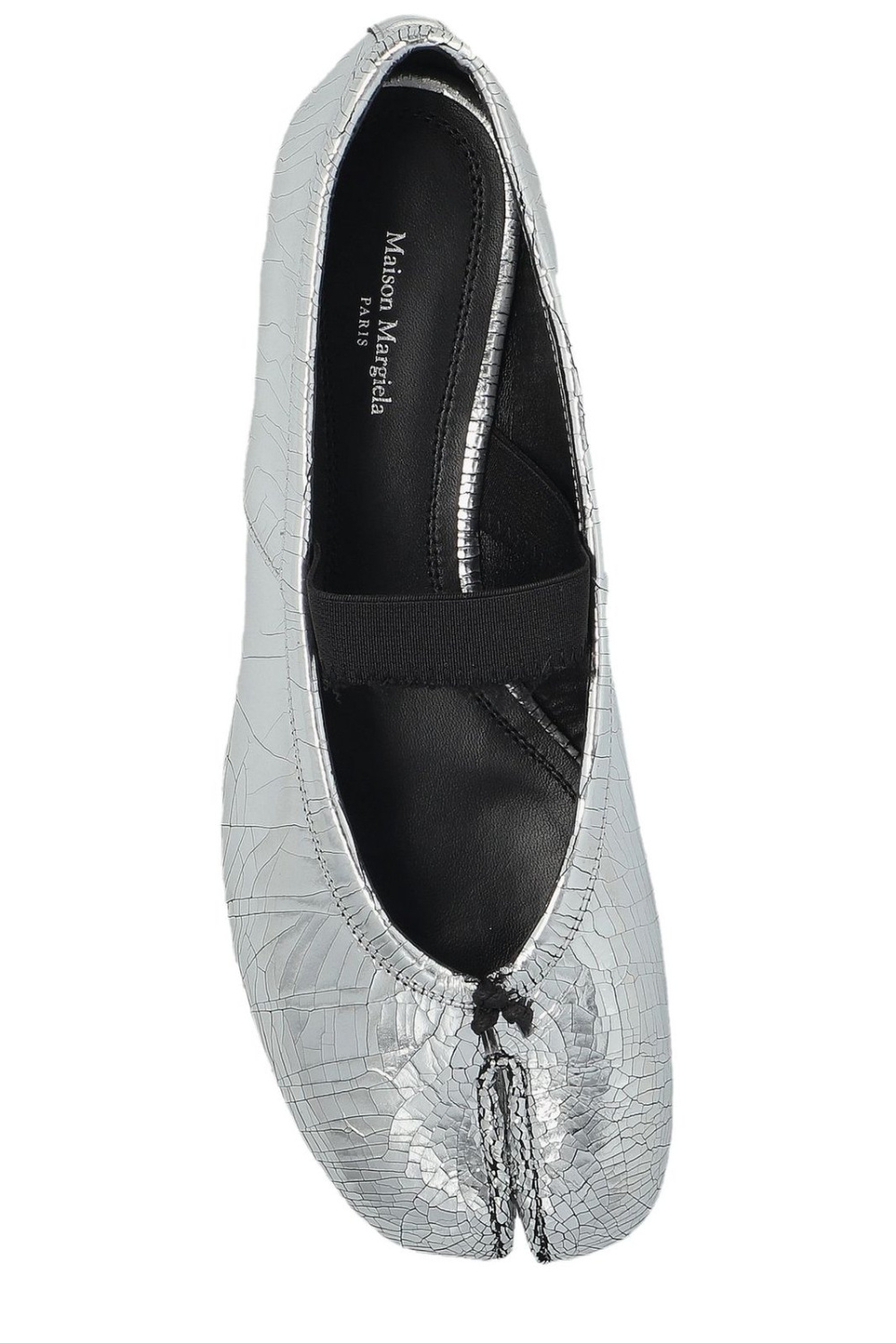 Maison Margiela Tabi Split-toe Metallic Cracked-leather Ballet Flats In Multi