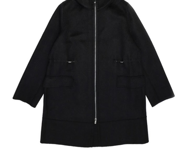 Max Mara Logo Hooded Coat In Black