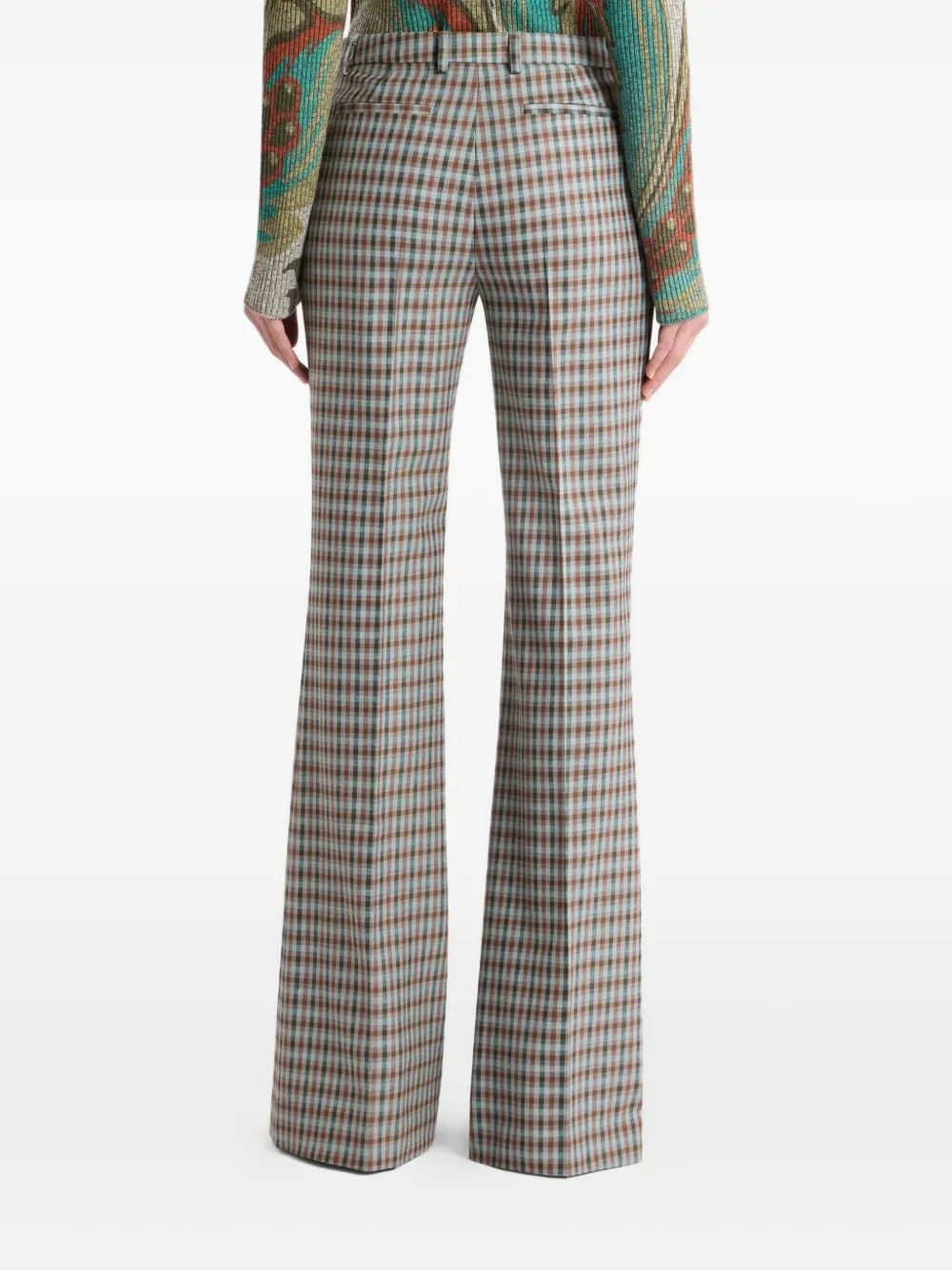 Etro Wool-blend Gingham Trousers In Gray