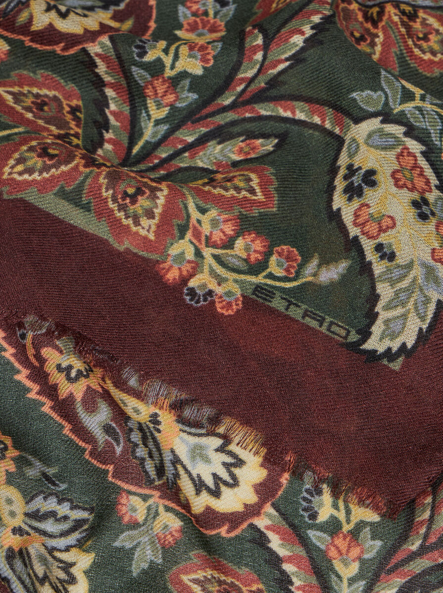 Shop Etro Paisley-print Wool-silk Blend Scarf In Black