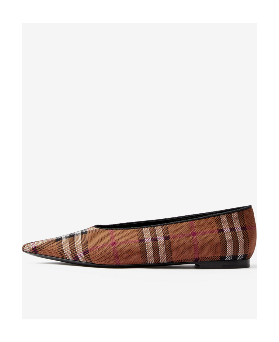 Burberry Vintage-check Pointed-toe Ballerina Shoes In Brown