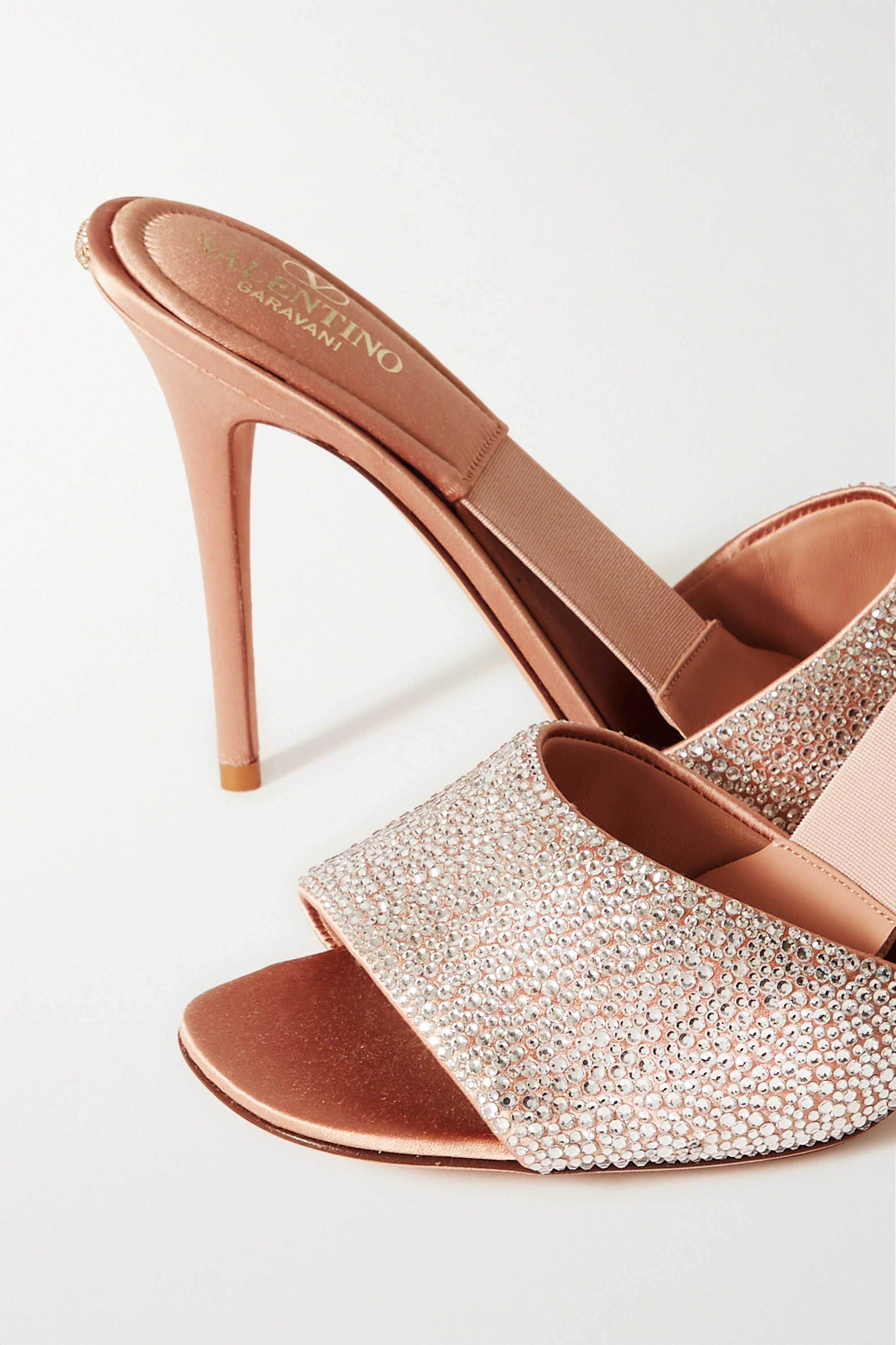 Valentino Garavani Nite-out Crystal-embellished Mules In Nude