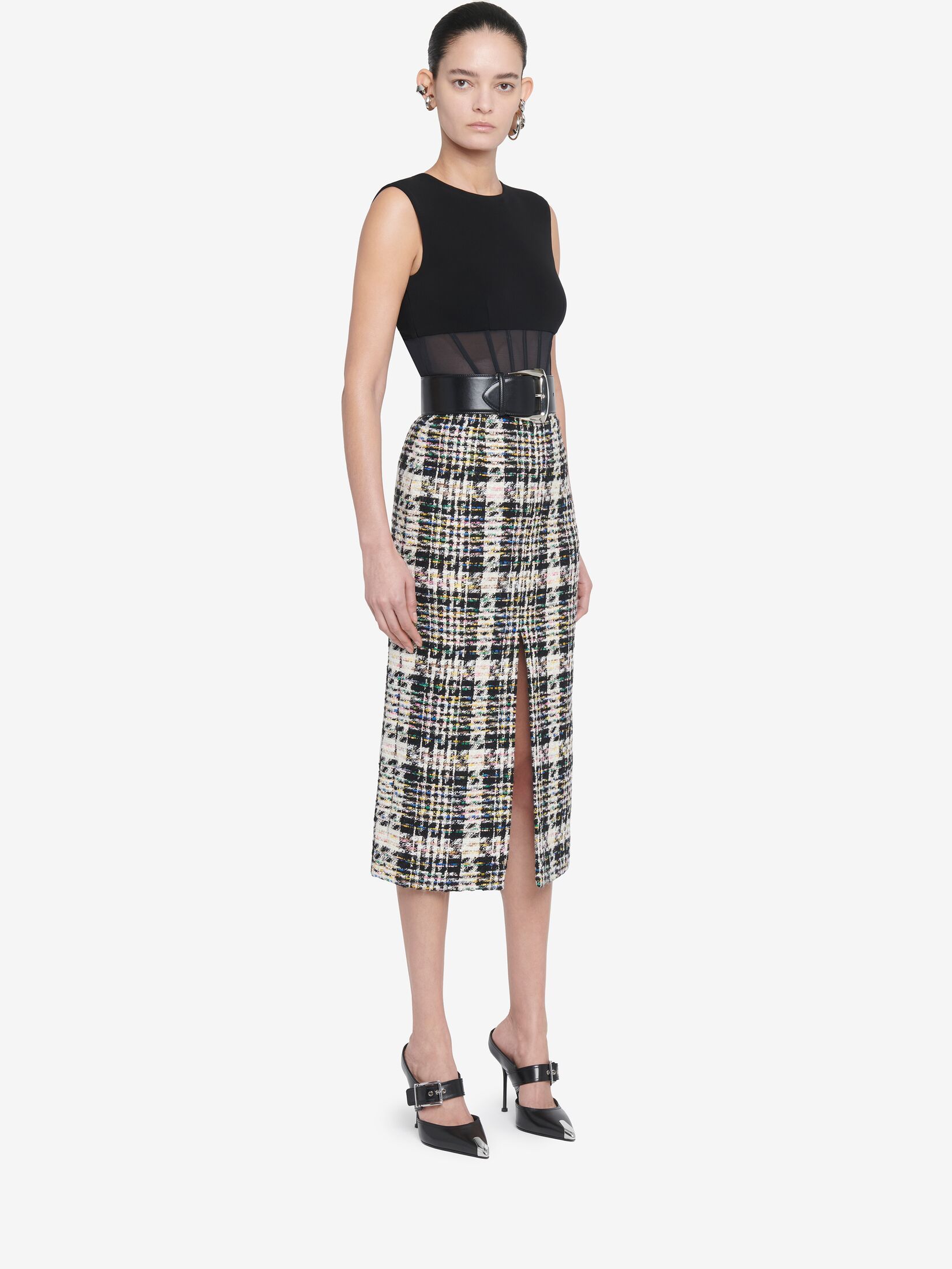 Alexander Mcqueen Midi Skirt In Black